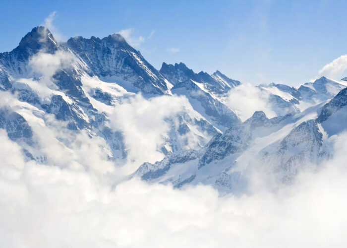 Alpine Alps mountain landscape at Jungfraujoch, Top of Europe Switzerland